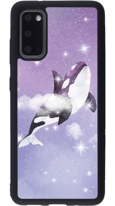 Coque Samsung Galaxy S20 - Silicone rigide noir Whale in sparking stars