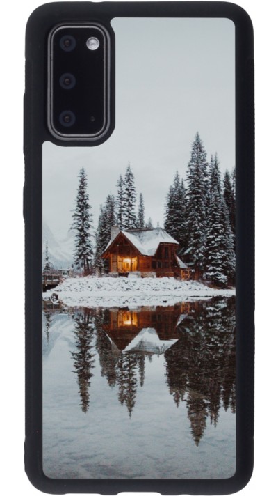 Coque Samsung Galaxy S20 - Silicone rigide noir Winter 25 Winter house forest afternoon