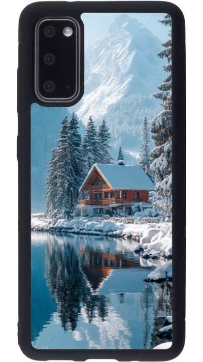 Coque Samsung Galaxy S20 - Silicone rigide noir Winter 25 Winter house forest day