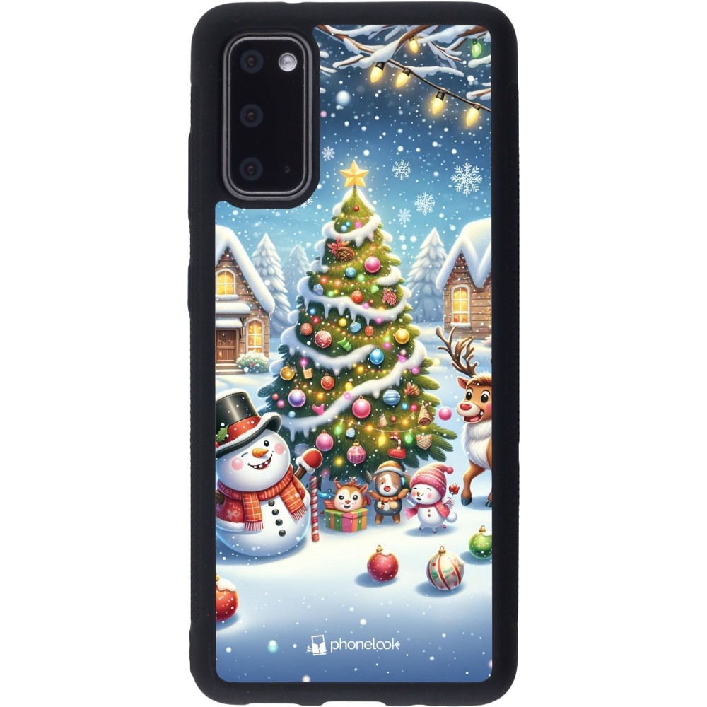 Samsung Galaxy S20 Case Hülle - Silikon schwarz Weihnachten 2023 Schneemann und Tannenbaum