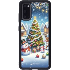 Samsung Galaxy S20 Case Hülle - Silikon schwarz Weihnachten 2023 Schneemann und Tannenbaum