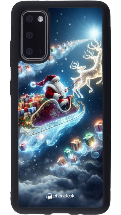 Coque Samsung Galaxy S20 - Silicone rigide noir Noël 2023 Père Noël enchanté