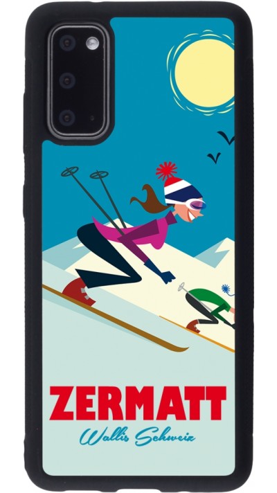 Coque Samsung Galaxy S20 - Silicone rigide noir Zermatt Ski Downhill