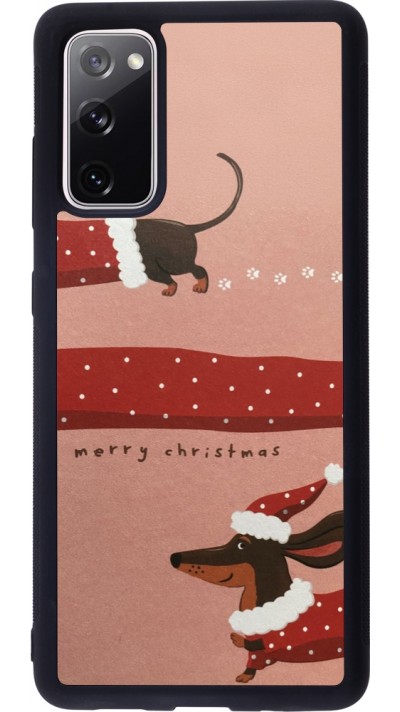Coque Samsung Galaxy S20 FE 5G - Silicone rigide noir Christmas 25 Teckel Merry Xmas