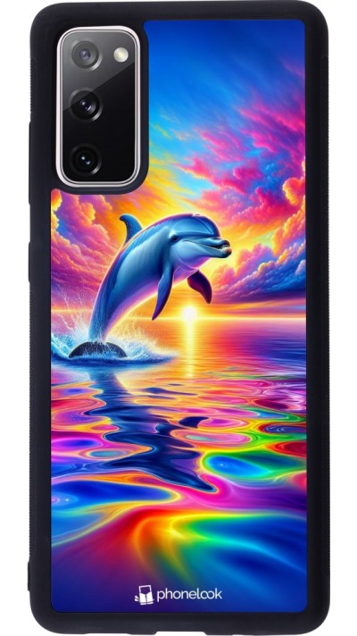 Samsung Galaxy S20 FE 5G Case Hülle - Silikon schwarz Glücklicher Regenbogen-Delfin