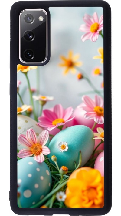 Coque Samsung Galaxy S20 FE 5G - Silicone rigide noir Easter 2026 Eggs with flowers