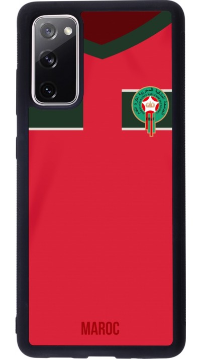 Coque Samsung Galaxy S20 FE 5G - Silicone rigide noir Maillot de football Maroc 2022 personnalisable Coque Samsung Galaxy S20 FE 5G - Silicone rigide noir Maillot de football Maroc 2022 personnalisable