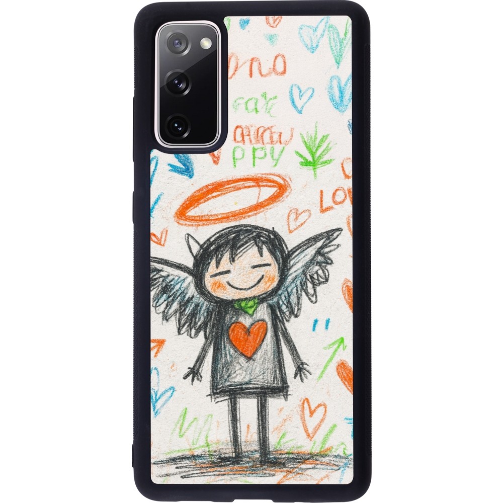 Coque Samsung Galaxy S20 FE 5G - Silicone rigide noir Little Angel Sketch Love