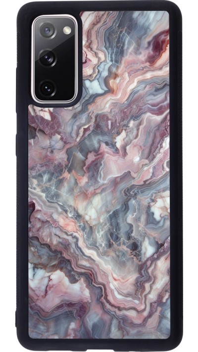 Coque Samsung Galaxy S20 FE 5G - Silicone rigide noir Marbre violette argentée