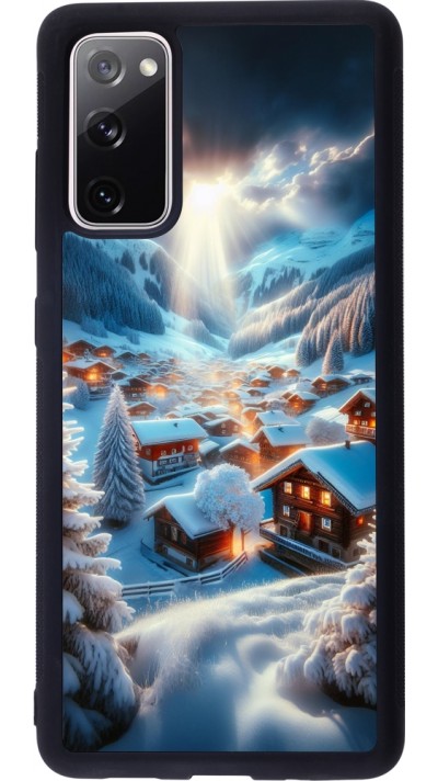 Coque Samsung Galaxy S20 FE 5G - Silicone rigide noir Mont Neige Lumière Coque Samsung Galaxy S20 FE 5G - Silicone rigide noir Mont Neige Lumière