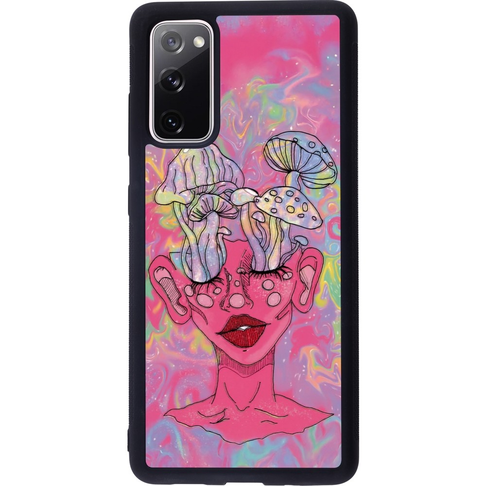 Samsung Galaxy S20 FE 5G Case Hülle - Silikon schwarz Psychedelic pink mushroom