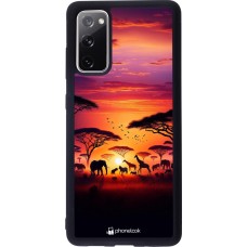 Samsung Galaxy S20 FE 5G Case Hülle - Silikon schwarz Safari Sonnenuntergang Wildtiere