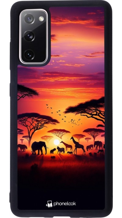 Coque Samsung Galaxy S20 FE 5G - Silicone rigide noir Safari sunset wildlife Coque Samsung Galaxy S20 FE 5G - Silicone rigide noir Safari sunset wildlife
