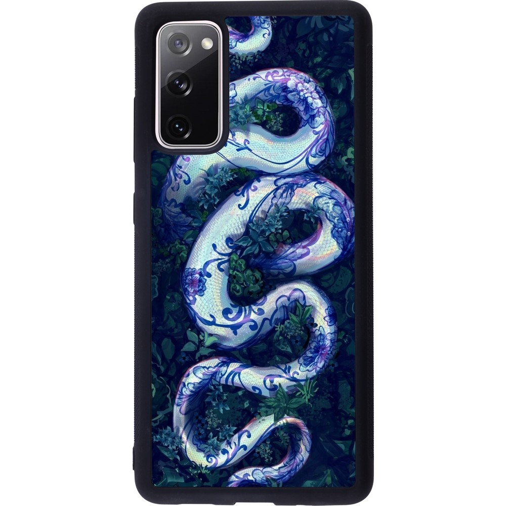 Coque Samsung Galaxy S20 FE 5G - Silicone rigide noir Serpent Blue Anaconda