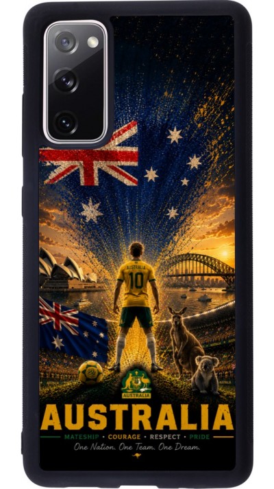 Coque Samsung Galaxy S20 FE 5G - Silicone rigide noir Football Australie splash 2026