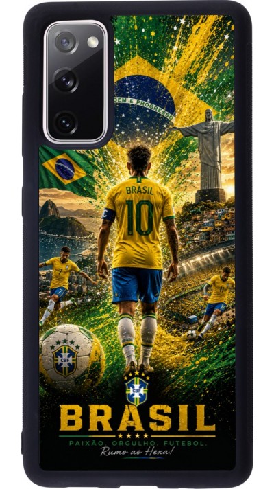 Coque Samsung Galaxy S20 FE 5G - Silicone rigide noir Football Brésil splash 2026