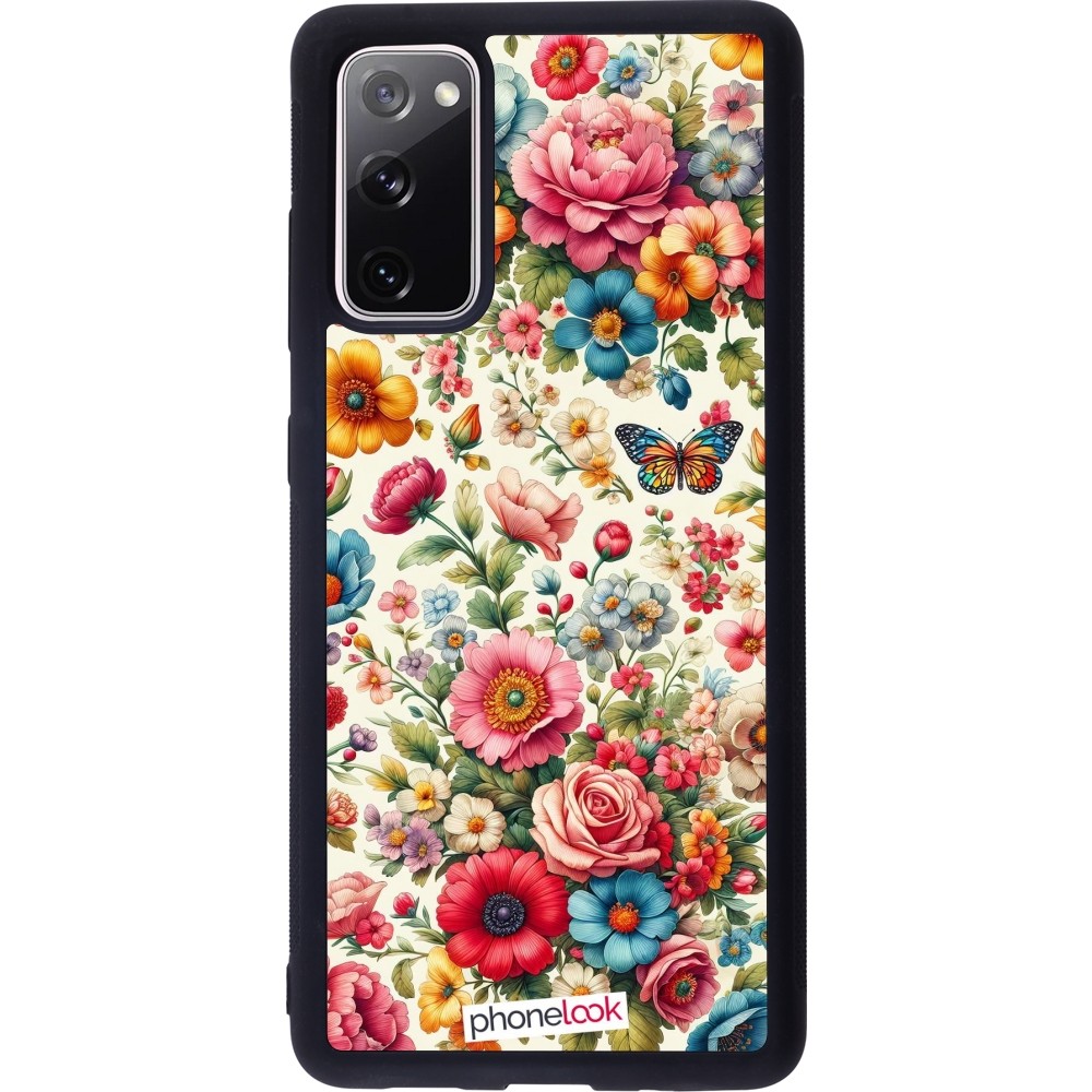 Coque Samsung Galaxy S20 FE 5G - Silicone rigide noir Spring 25 printemps fleuri