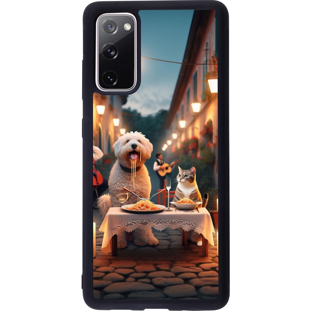 Coque Samsung Galaxy S20 FE 5G - Silicone rigide noir Valentine 2024 Dog & Cat Candlelight