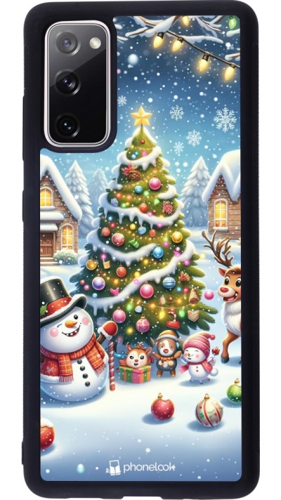 Coque Samsung Galaxy S20 FE 5G - Silicone rigide noir Noël 2023 bonhomme de neige et sapin Coque Samsung Galaxy S20 FE 5G - Silicone rigide noir Noël 2023 bonhomme de neige et sapin