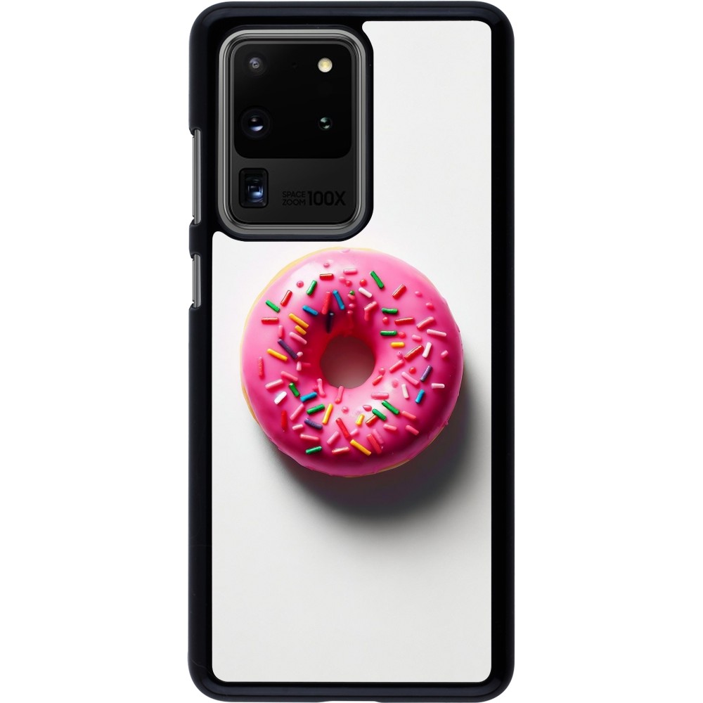 Coque Samsung Galaxy S20 Ultra - Weißer Hintergrund, pinker Donut