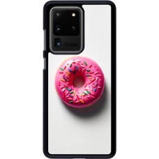 Coque Samsung Galaxy S20 Ultra - Weißer Hintergrund, pinker Donut