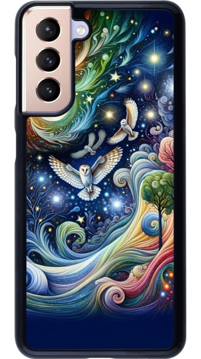 Coque Samsung Galaxy S21 5G - hibou volant floral