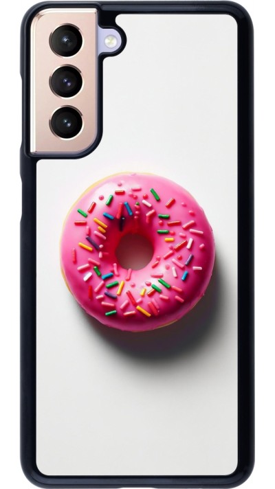 Samsung Galaxy S21 5G Case Hülle - Weisser Hintergrund, pinker Donut