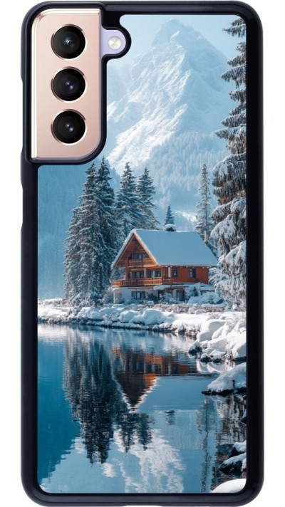 Coque Samsung Galaxy S21 5G - Winter 25 Winter house forest day