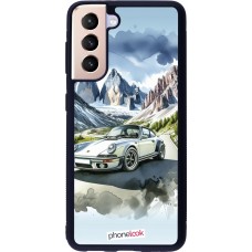 Coque Samsung Galaxy S21 5G - Silicone rigide noir Porsche 911 Mountain Watercolor