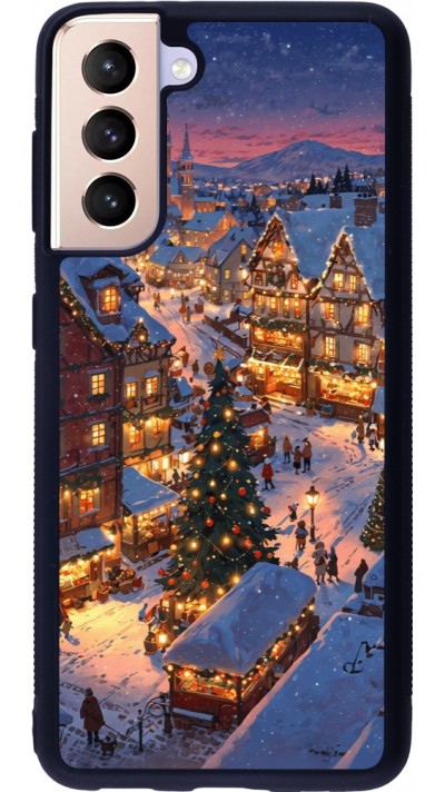 Coque Samsung Galaxy S21 5G - Silicone rigide noir Christmas 25 Xmas Village