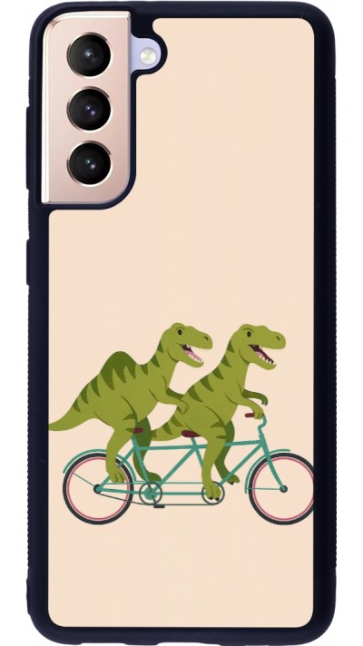 Coque Samsung Galaxy S21 5G - Silicone rigide noir Dinosaurs on bikes 2026