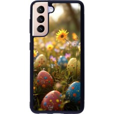 Coque Samsung Galaxy S21 5G - Silicone rigide noir Easter 2026 Decorated eggs