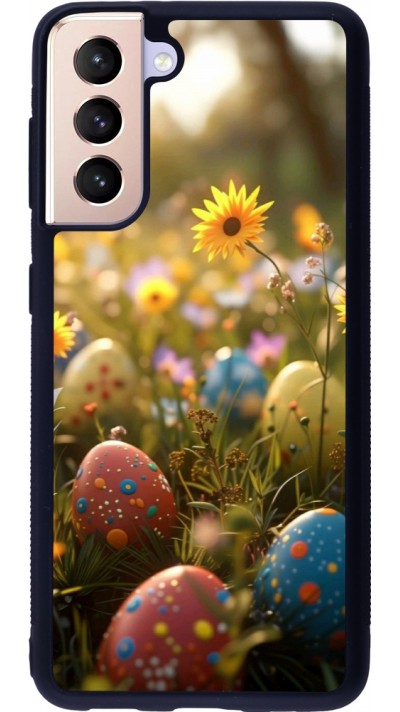 Coque Samsung Galaxy S21 5G - Silicone rigide noir Easter 2026 Decorated eggs