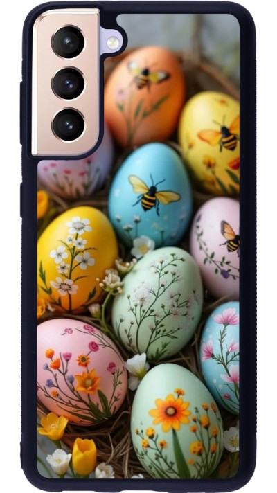 Coque Samsung Galaxy S21 5G - Silicone rigide noir Easter 2026 Eggs with bees