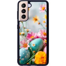 Coque Samsung Galaxy S21 5G - Silicone rigide noir Easter 2026 Eggs with flowers