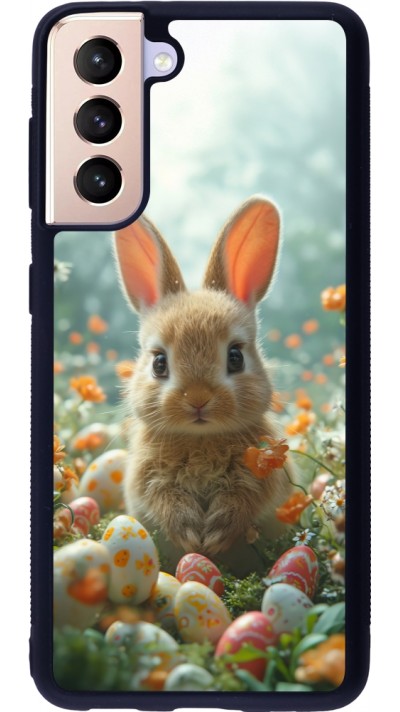 Coque Samsung Galaxy S21 5G - Silicone rigide noir Easter 2026 Rabbit in the garden