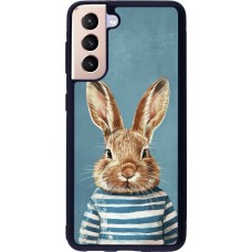 Coque Samsung Galaxy S21 5G - Silicone rigide noir Easter 2026 Rabbit navy