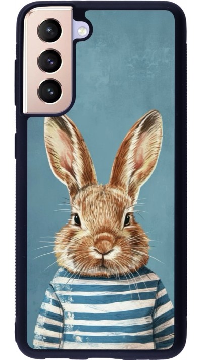Coque Samsung Galaxy S21 5G - Silicone rigide noir Easter 2026 Rabbit navy