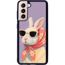 Coque Samsung Galaxy S21 5G - Silicone rigide noir Easter 2026 Rabbit with scarf