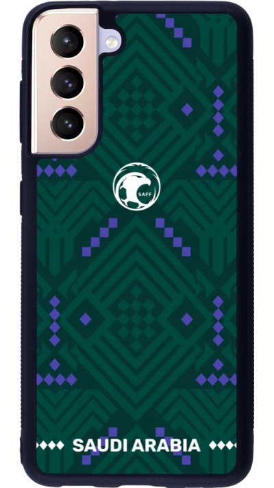 Coque Samsung Galaxy S21 5G - Silicone rigide noir Maillot de football Arabie saoudite 2026 personnalisable