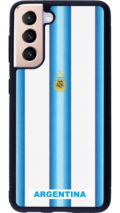 Coque Samsung Galaxy S21 5G - Silicone rigide noir Maillot de football Argentine 2026 personnalisable