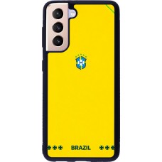 Coque Samsung Galaxy S21 5G - Silicone rigide noir Maillot de football Bresil 2026 personnalisable