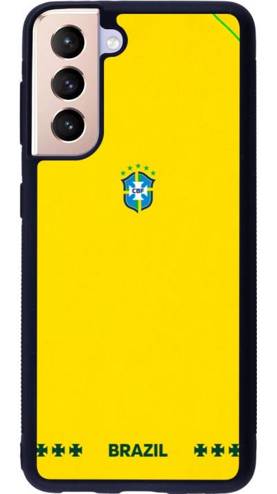 Coque Samsung Galaxy S21 5G - Silicone rigide noir Maillot de football Bresil 2026 personnalisable