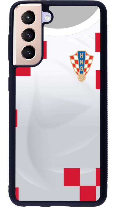 Samsung Galaxy S21 5G Case Hülle - Silikon schwarz Kroatien 2022 personalisierbares Fussballtrikot