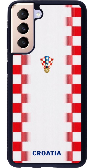 Coque Samsung Galaxy S21 5G - Silicone rigide noir Maillot de football Croatie 2026 personnalisable