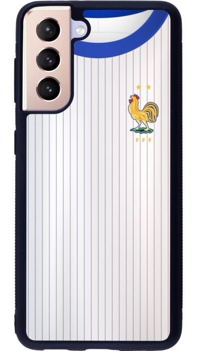 Coque Samsung Galaxy S21 5G - Silicone rigide noir Maillot de football France Extérieur personnalisable