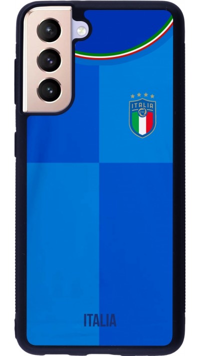 Coque Samsung Galaxy S21 5G - Silicone rigide noir Maillot de football Italie 2022 personnalisable