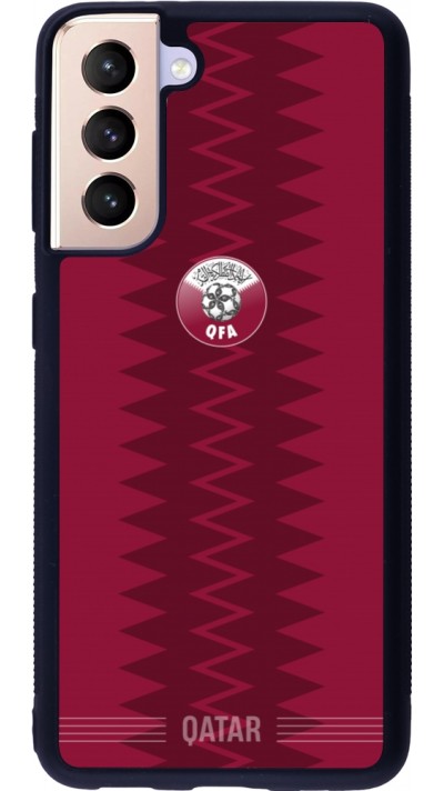 Coque Samsung Galaxy S21 5G - Silicone rigide noir Maillot de football Qatar 2026 personnalisable