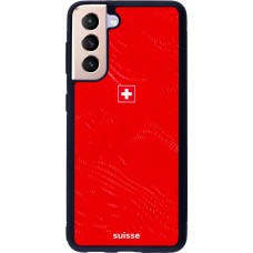 Coque Samsung Galaxy S21 5G - Silicone rigide noir Maillot de football Suisse 2026 personnalisable