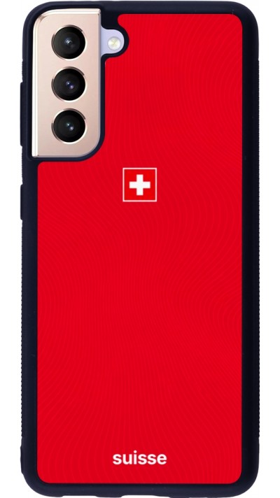 Coque Samsung Galaxy S21 5G - Silicone rigide noir Maillot de football Suisse 2026 personnalisable